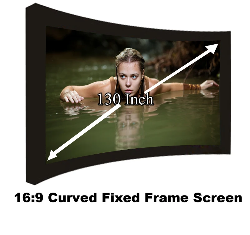 Full HD Display Cinema Size 130 Inch Curved Fixed Frame Projection Screen DIY Wall Mount 3D