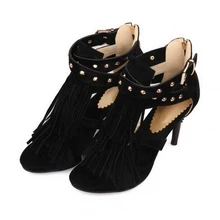 2016 new large size 40-43 yards sandals matte High-heeled shoes fashion tassels women shoes