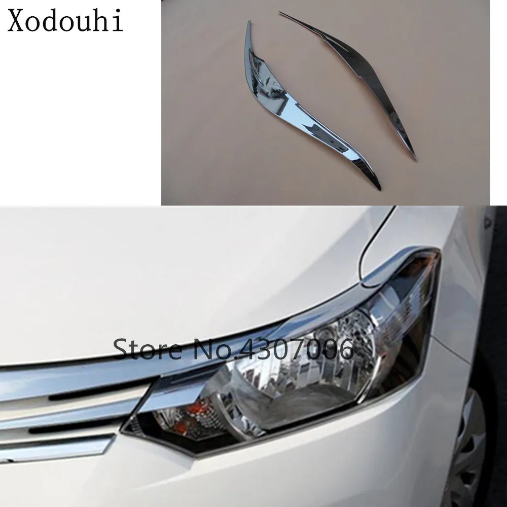 

Car body styling head front eyebrow trim light lamp frame stick ABS Chrome 2pcs For Toyota Vios/Yaris sedan 2014 2015 2016