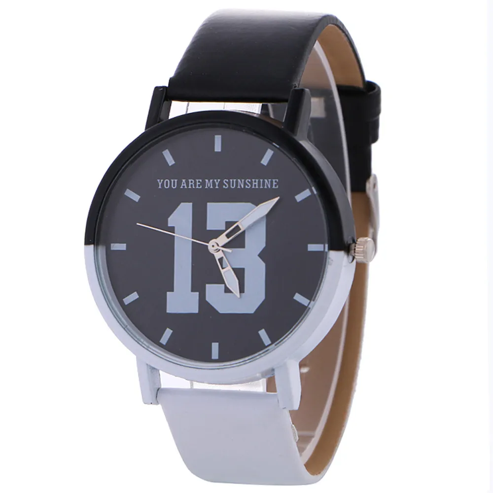 Женские Модные часы нейтральной черно-белый узор модные кожаные кварцевые наручные часы Винтаж Relogio masculino #60