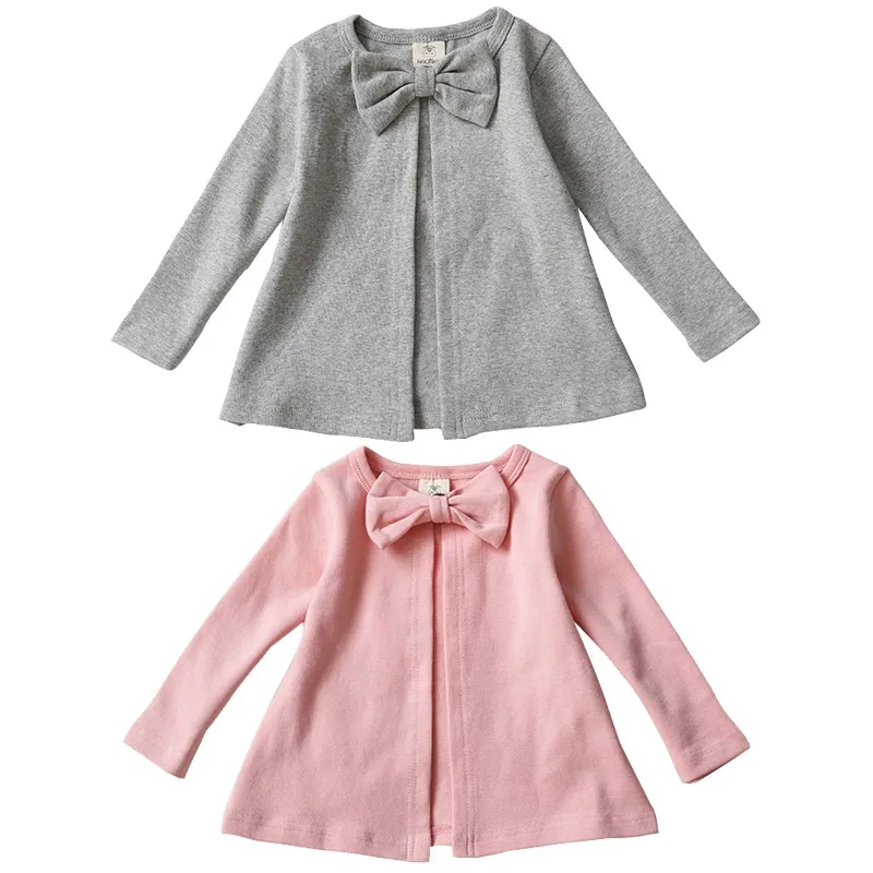 

Spring Autumn Children's Clothing Girls In The Children's Shuttle Pattern Knitted Leisure Bow Cardigan Baby Casual Round Neck