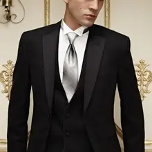 Модный Индивидуальный мужской деловой костюм черный белый с двумя кнопками мужской свадебный костюм шафера