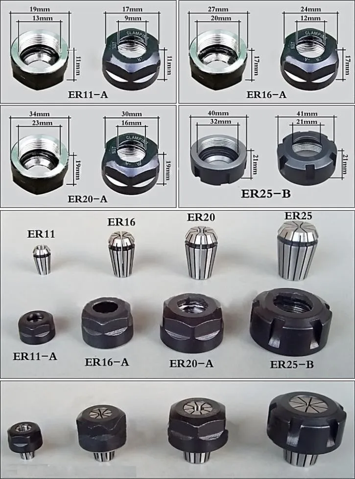 5 шт. er20-цанговая гайка для ЧПУ мотор шпинделя гравировки/ER20 цанговый патрон с ЧПУ зажима