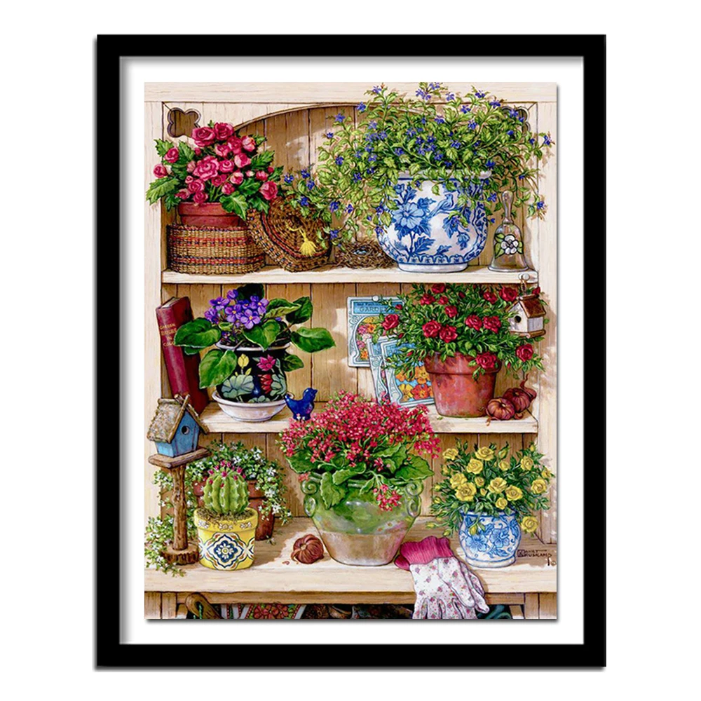

New 5D DIY Diamond Painting "Flower & rack" Embroidery Full Square Diamond Cross Stitch Rhinestone Painting Decor Gift