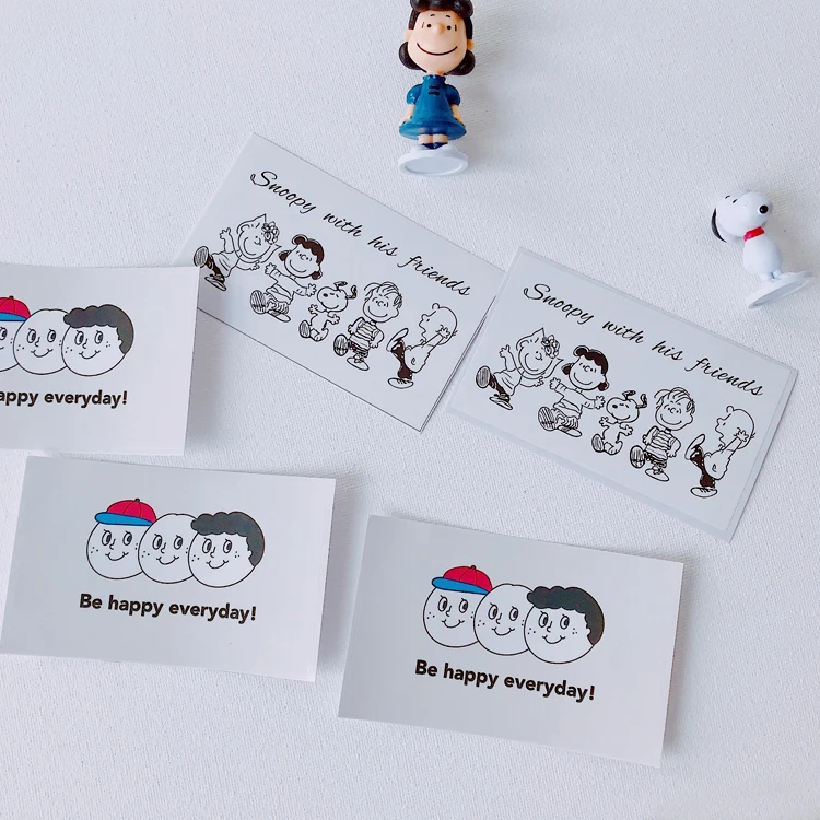 

SIXONE 4 Pieces Cartoon Figure Hand Painted Stickers Peanuts Rogue Dog Card Cute Decorative Stationery Notebook Sticker
