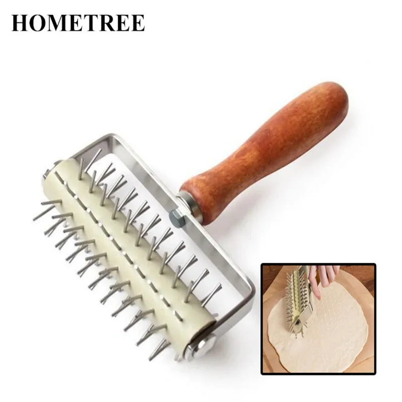 

HOMETREE Baking Tools Stainless Steel Baking Pastry Roller Needle Wheel Pizza Dough Roller Bread Pie Hole Roller Bakeware H316