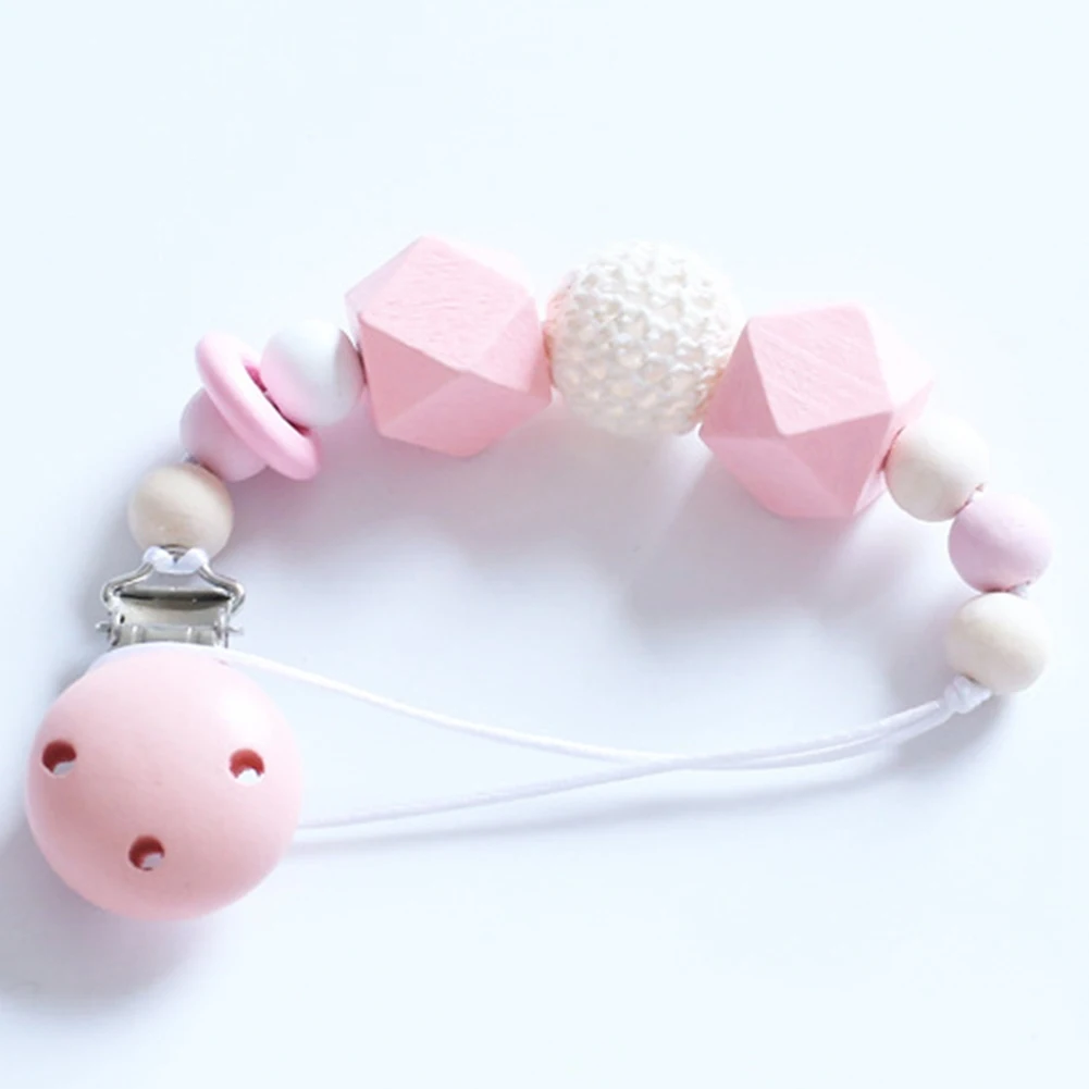 Popular Cute Baby Silicone Teething Dummy Pacifier Clip Bead Infant Soother Nipple Strap Chain