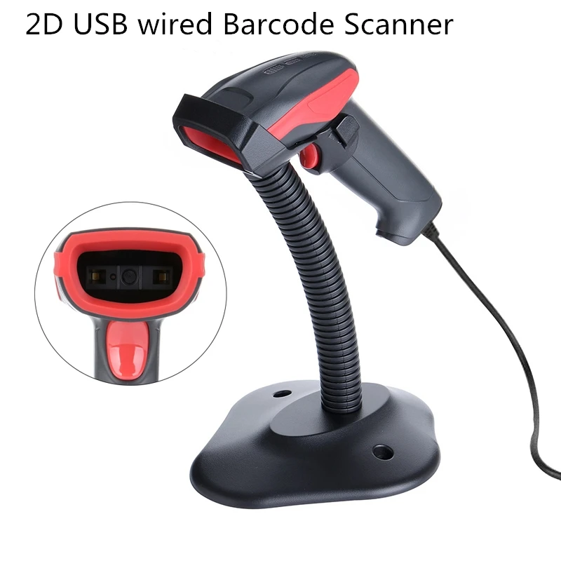 

2D Barcode Scanner USB wired Bar Code Scanner Laser Automatic Portable Handheld QR Code Reader AK18 for POS Drop Shipping