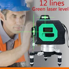 3D зеленый лазерный уровень 12 линий с функцией наклона слэша и 360 Поворотный самонивелирующийся открытый Европейский лазерный луч перекрестной линии уровня