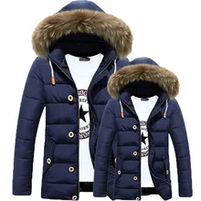 Зимняя Куртка Мужская Меховой Воротник Съемный Моды Синий Серый Черный Цвета Женщины и Мужчины Зима Парка Пальто 125