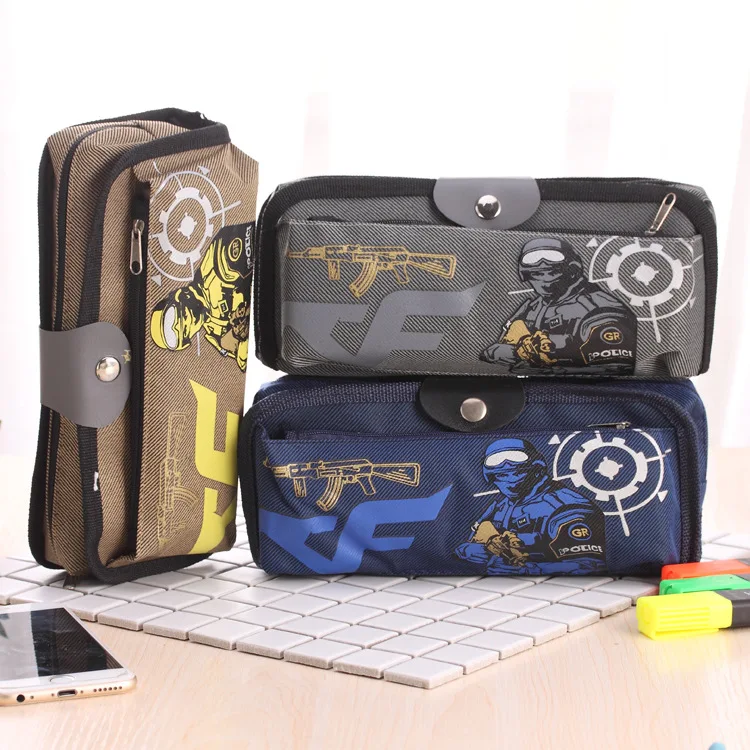 

pencil case for boy large Capacity Multifunctional Canvas Pencil Cases Big Leather Pen Bags Box for Boys Girls School Stationery