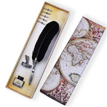 

Hot sale best retro style turkey feather dip with elegance stand for Christmas gift
