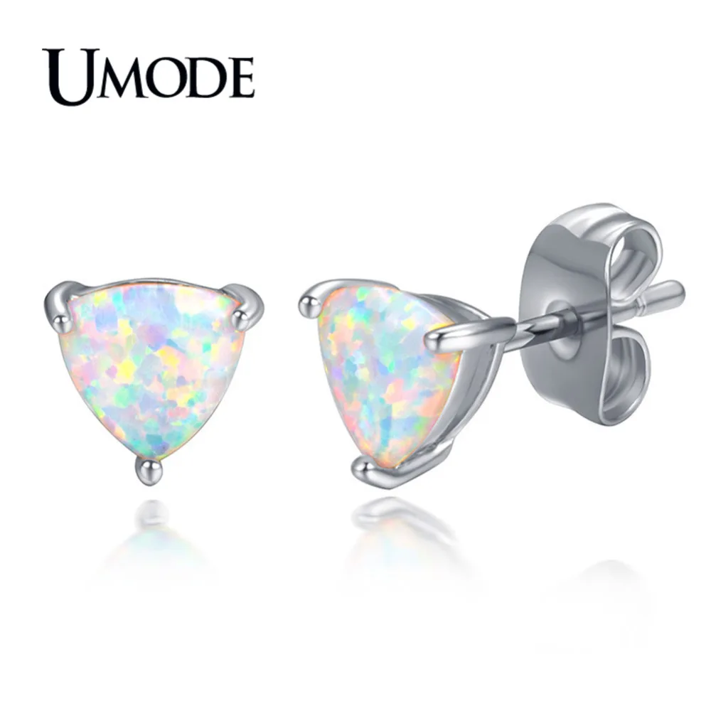 UMODE White Gold Color Trillion Opal Stud Earrings for Women 2018 Fashion Boucle D'Oreille Pendiente Mujer Moda Bijoux AUE0391B