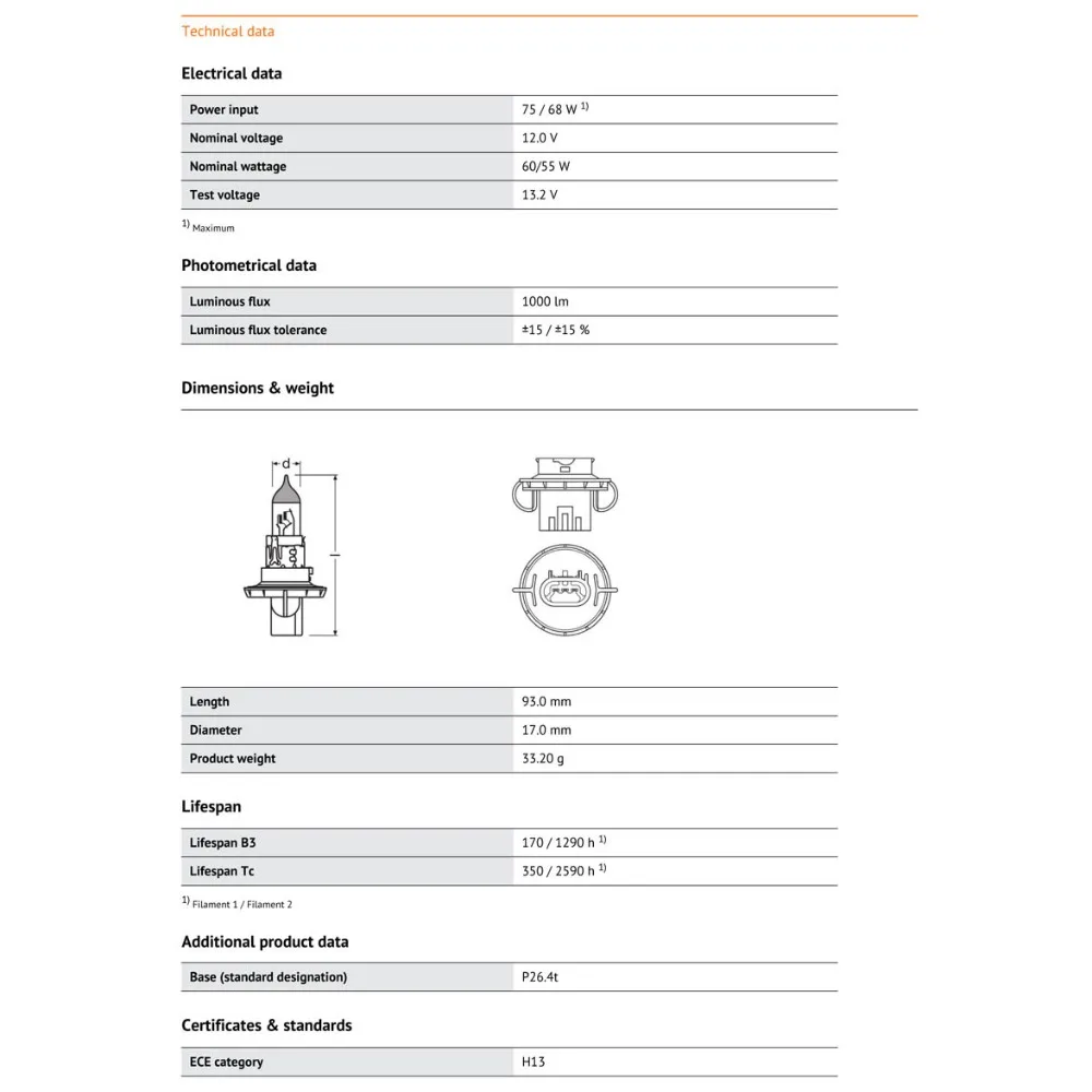 OSRAM оригинальная 9008 H13 12 в 60/55 Вт 64178 Стандартная замена автомобильных фар