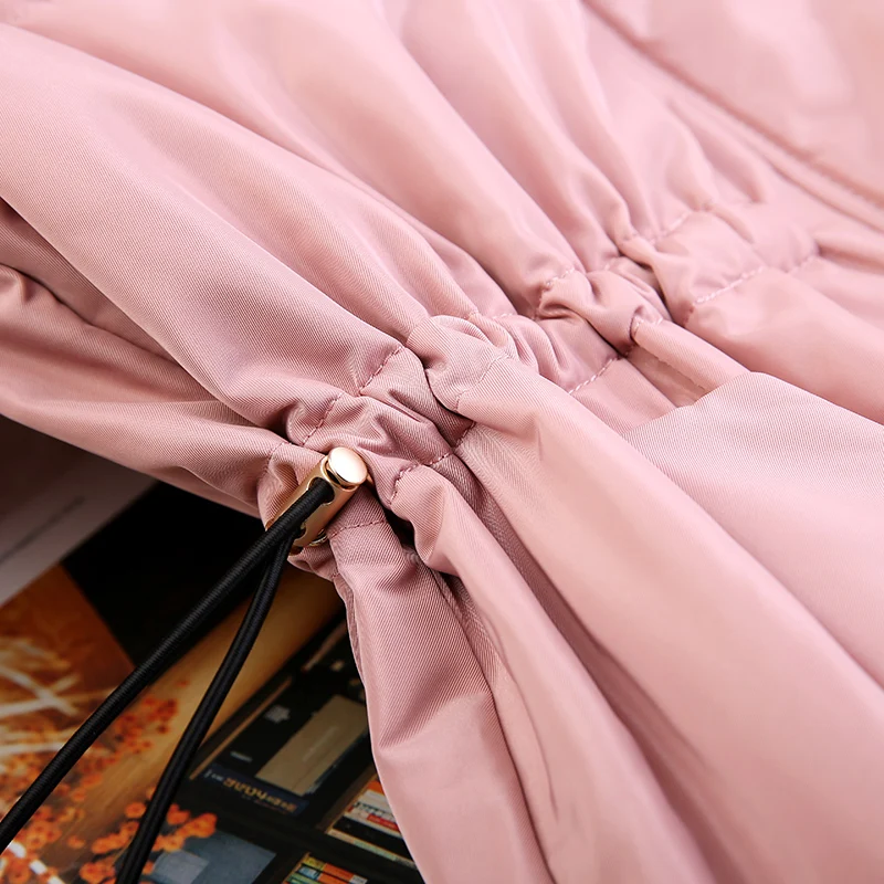 AYUNSUE женский пуховик с капюшоном, длинное зимнее пальто розового цвета, Женское пальто с меховым воротником, корейская мода, Chaqueta Mujer, KJ533