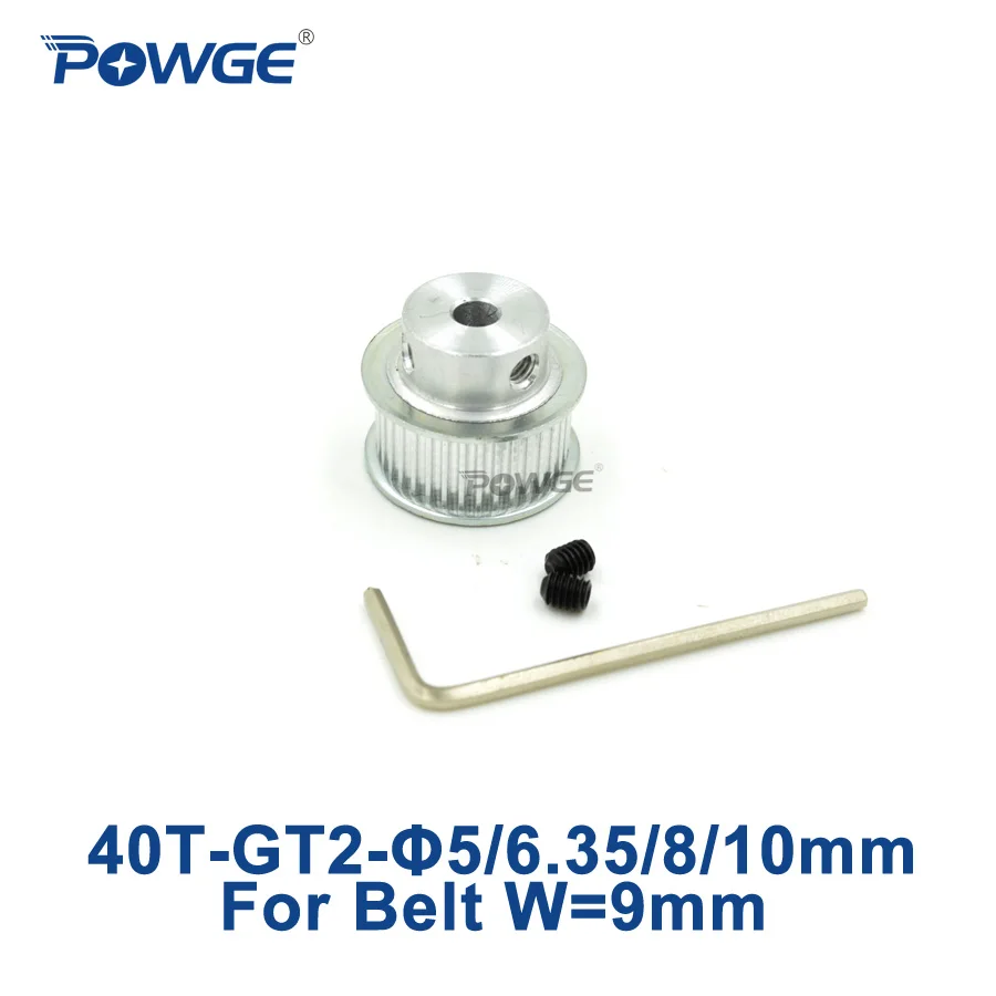 POWGE 1 шт. 40 зубьями 2 м 2GT зубчатый шкив Диаметр 5/6. 35/8/10 мм для ширина 9 мм 2MGT GT2 открытый ремень ГРМ 2GT ременный шкив 40 зубьями 40T