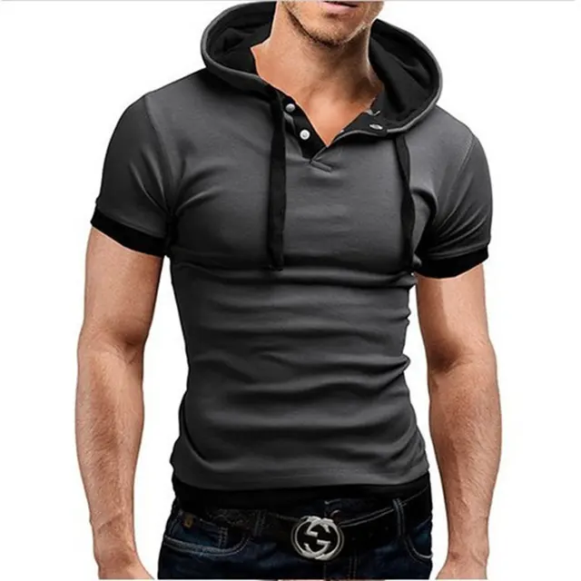 Men's T Shirt 2024 Summer Slim Fitness Hooded Short-Sleeved Tees Male Camisa Masculina Sportswer T-Shirt Slim Tshirt Homme 3XL 3