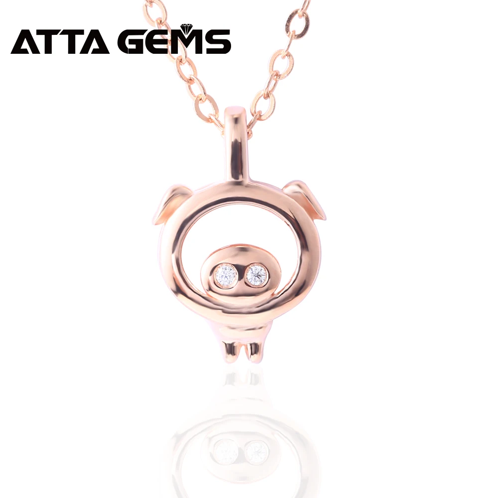 

Women's Sterling Silver Pendants Rose Gold Plated Zircon Lovely Pig Animal Design for Young Girls Birthday Gifts Vivid Design