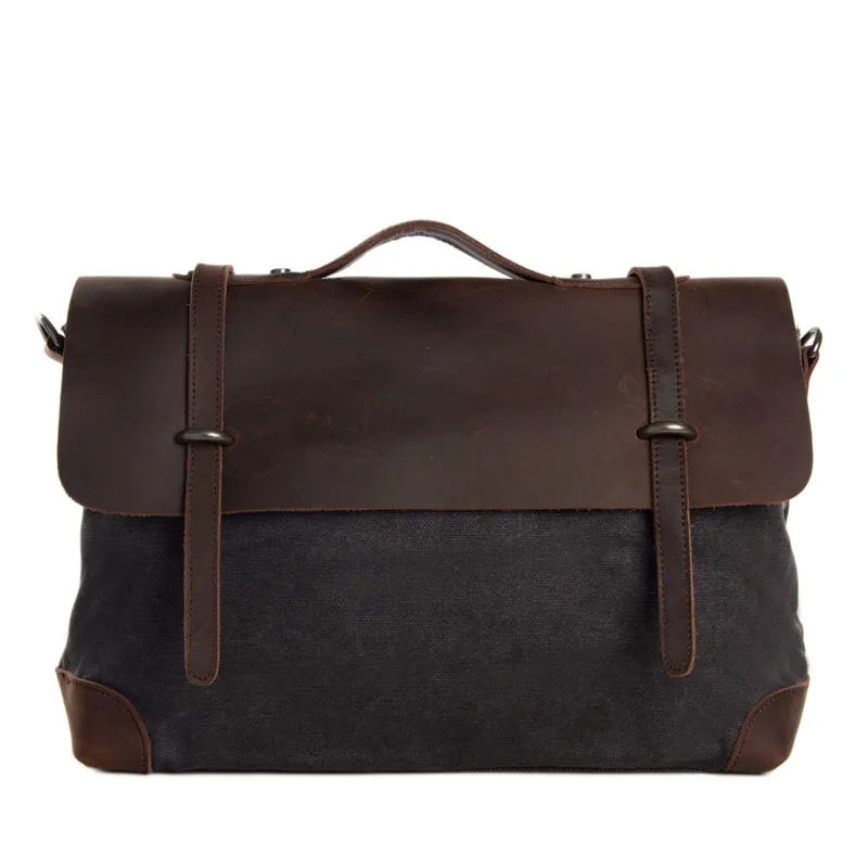 

Leather Canvas Briefcase Messenger Bag Crossbody Bag Canvas Bag Laptop Bag High Fashion Vintage 6896