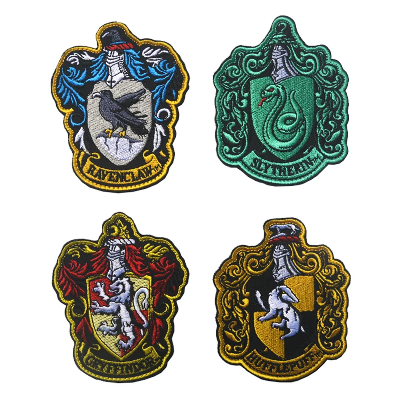 

Cosplay Potter Shcool Badge Sew-on Gryffindor Slytherin Ravenclaw Hufflepuff Embroidery Patches For Coat Jacket Cloak