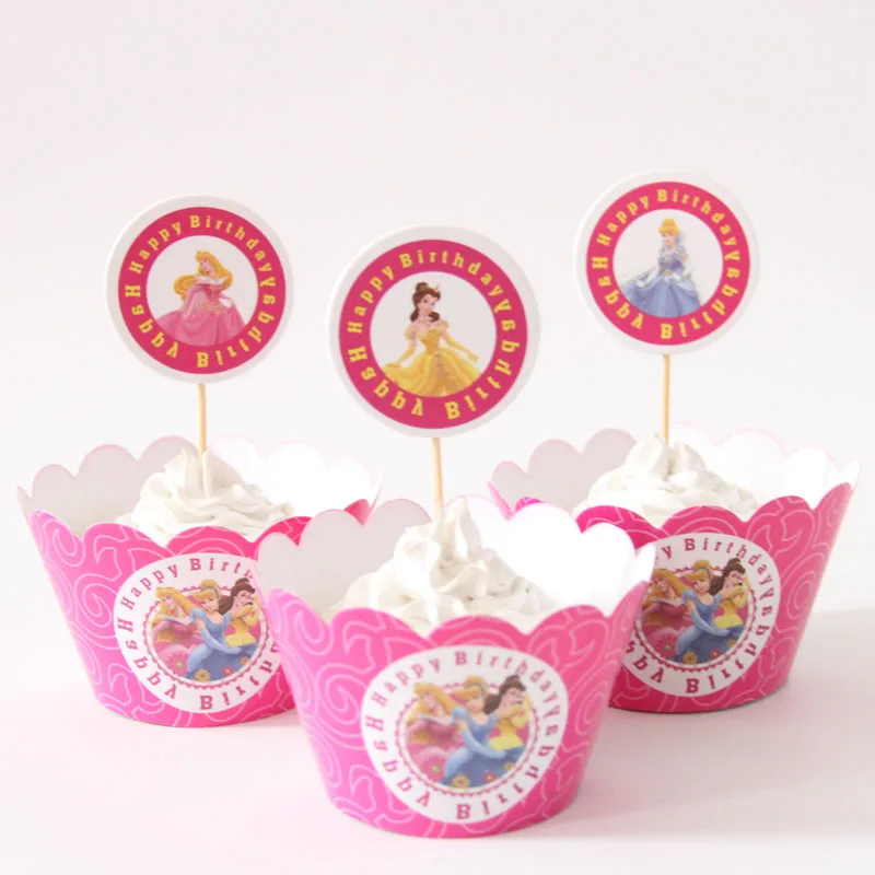 cupcake 12set 10 шт./упак. мультфильм бумага "Принцесса" чашка Свадебные украшения одноразовая посуда Платье на день рождения поставки дети стакана воды - Цвет: cupcake 12set