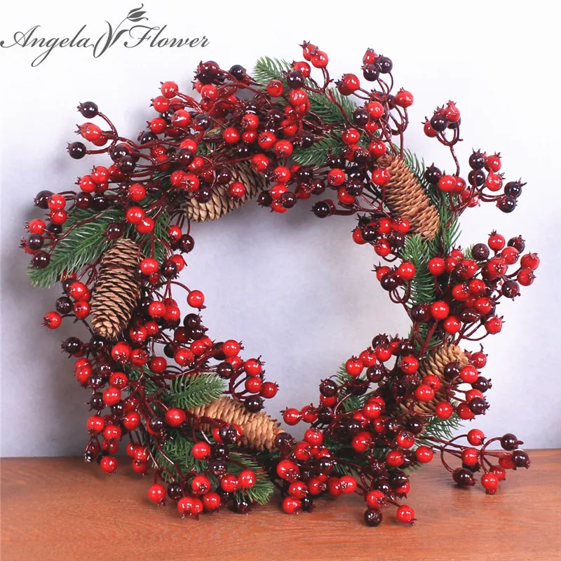 Christmas wreath artificial plant vine berry wreath natural pine fruit