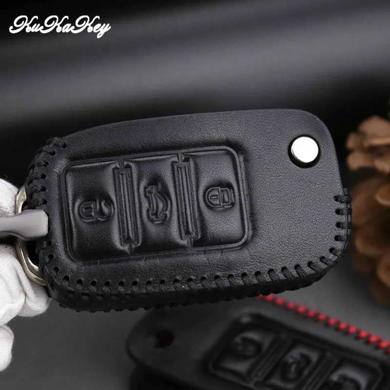 Кожаный чехол для автомобильного ключа подходит Volkswagen VW polo b5 b6 golf 4 5 6 jetta mk6 тигуан