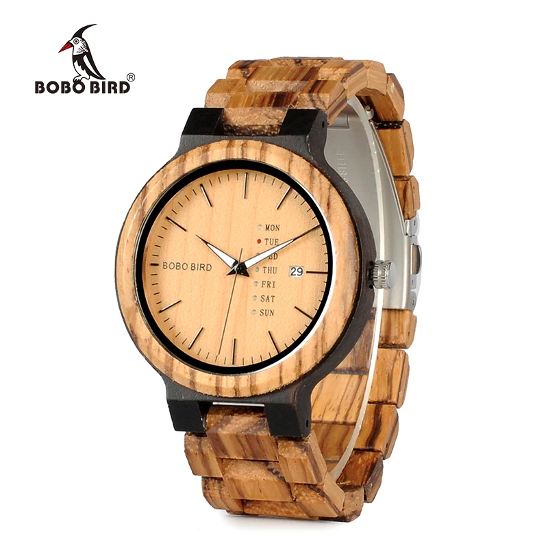BOBO BIRD Men Watch Auto Date Wood Watches Men Timepieces Quartz Wrist Wristwatches relogio masculino C-O26 DROP SHIPPING