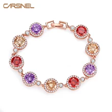 CARSINEL Новинка года Роскошные красочные звено цепи браслет для женщин Дамы Сияющий AAA кубический циркон ювелирные изделия из кристаллов br0201