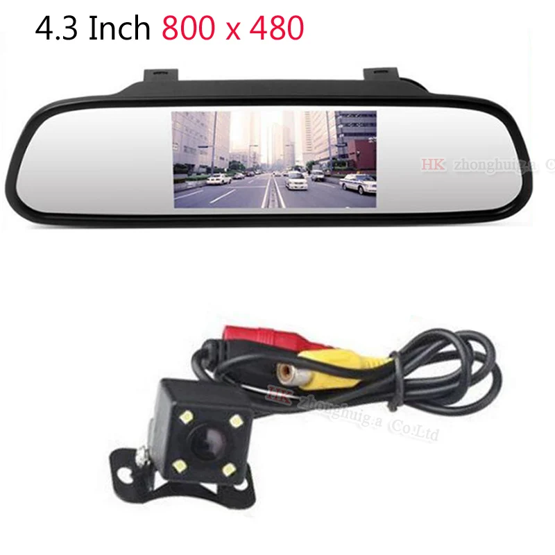 

Hd 4.3 inch monitor 800 x 480+CCD Car Rear View Camera Waterproof Wide Angle 4 LED Night Vision Car Backup Camera Parking