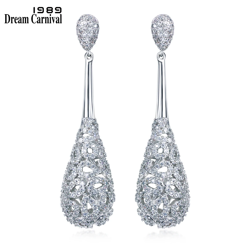 

DreamCarnival 1989 New Women Earrings Fancy Bohemia design Hollow Newest Wedding jewelry with High Quality CZ Earrings SE10375