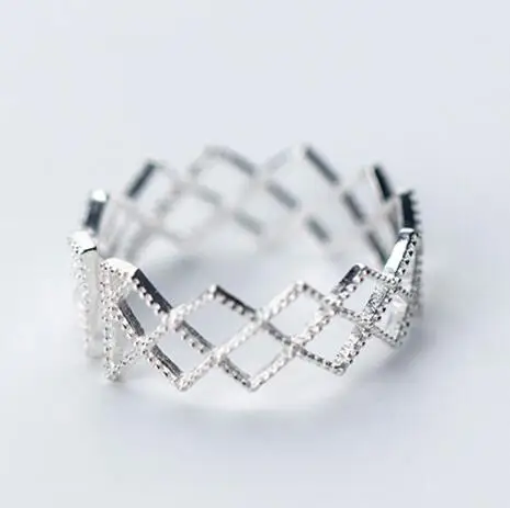 Корейский Дизайн S925 стерлингового серебра простые модные геометрические открытые кольца ювелирные изделия для женщин - Цвет камня: 1