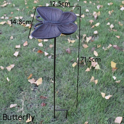 Европейская винтажная Литая железная кормушка для птиц в форме бабочки с длинной заглушка на дно домашний садовый декор Тяжелая прочная металлическая Ванна для птиц - Цвет: Butterfly