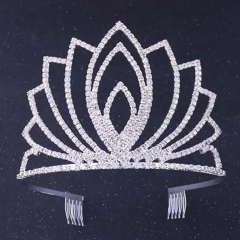 

Silver Crystal Rhinestone Tiaras and Crowns Headband with Comb Bride Diadem Headpiece Bridal Hair Jewelry Wedding Accessories VL
