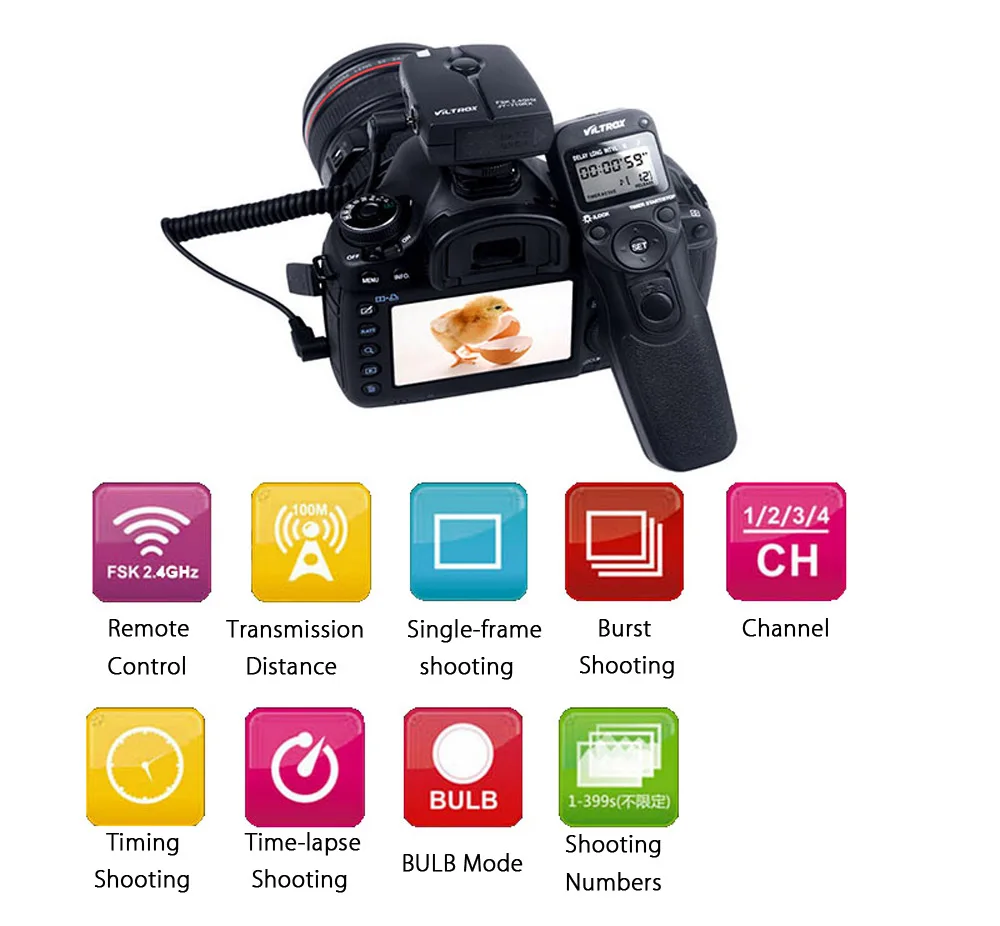 Viltrox JY 710 Camera Wireless Timer Remote Shutter Release Control Cable for Canon Nikon Pentax