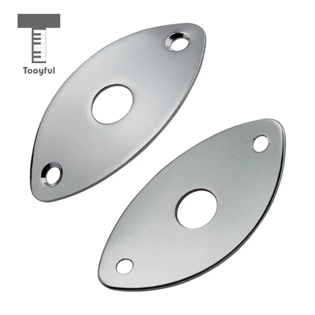 Tooyful 2pcs Metal Oval Curved Socket Jack Plate with Screws for Electric Guitar Bass Parts