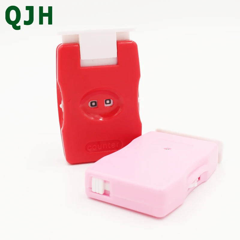 QJH-Brand-Practical-1pcs-Red-And-Pink-ABS-Button-Knitting-Counter-Crafts-Weaving-Knitting-Number-Marker (3)