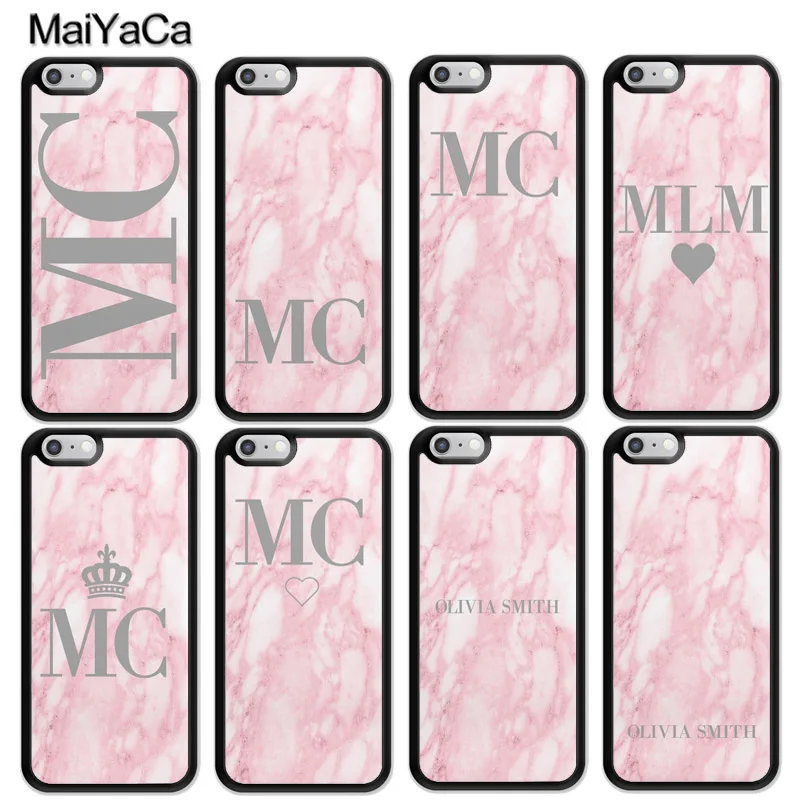 MaiYaCa Personalised Pink Marble Initial Name Custom Soft