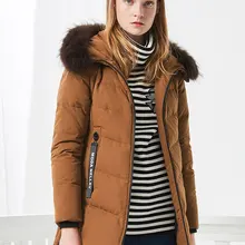 BOSIDENG женское пуховое пальто, зимний толстый пуховик средней длины с воротником из натурального меха, толстая парка с лентами и карманами, большие размеры B70141060