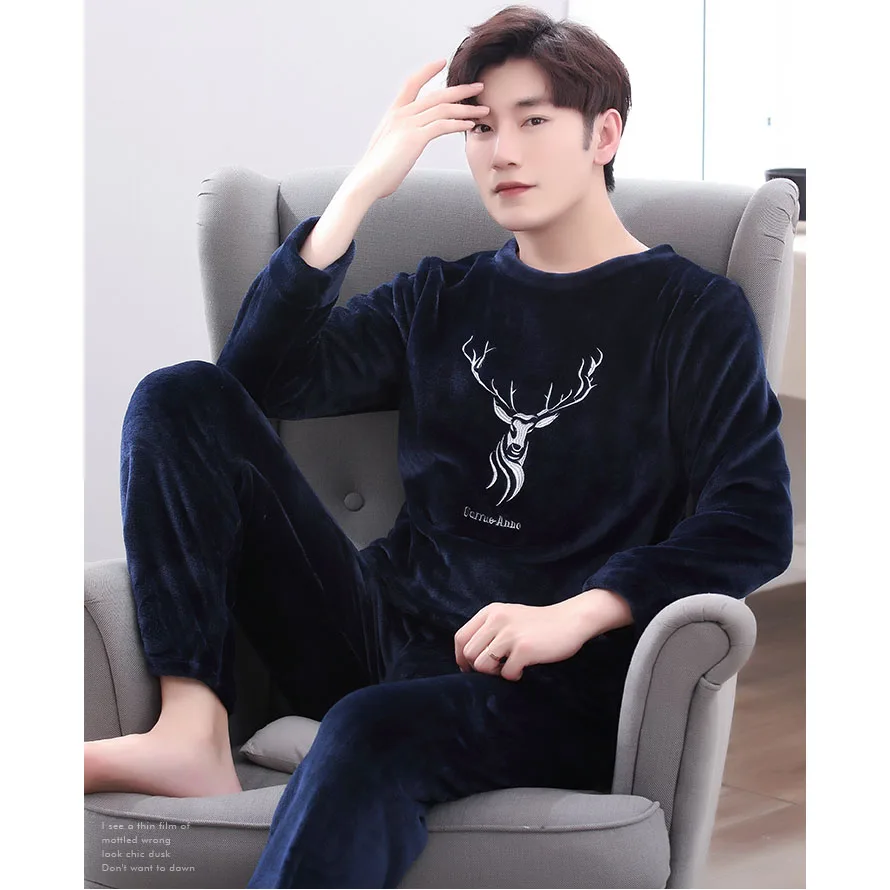 Male 100% cotton sleepwear spring and autumn long-sleeve set 100% cotton plus size plus size sleepwear summer lounge