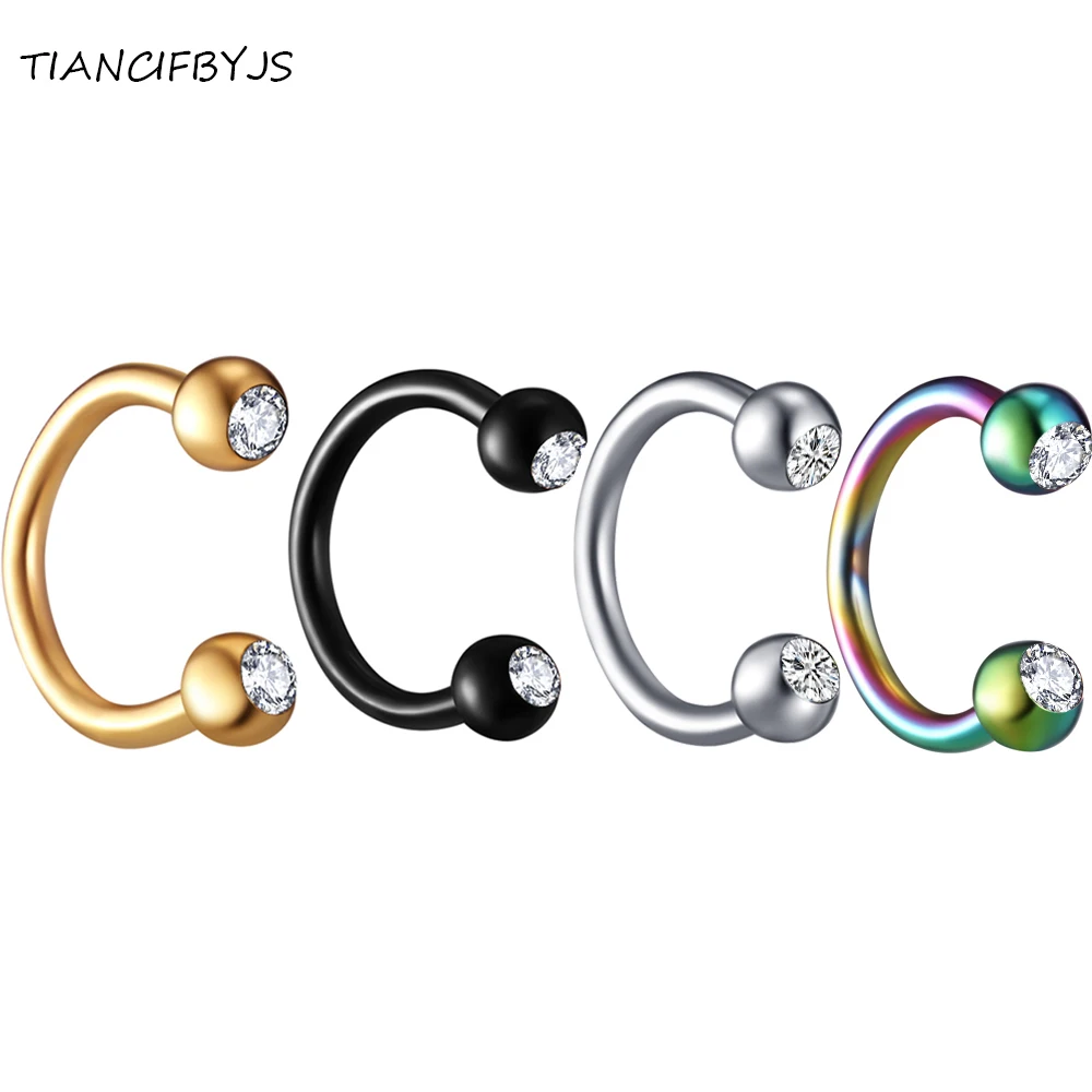TICNCIFBYJSTitaniumAnodizedGoldBlackRainbowSteelNoseHoopRingsBodyJewelryKitEar
