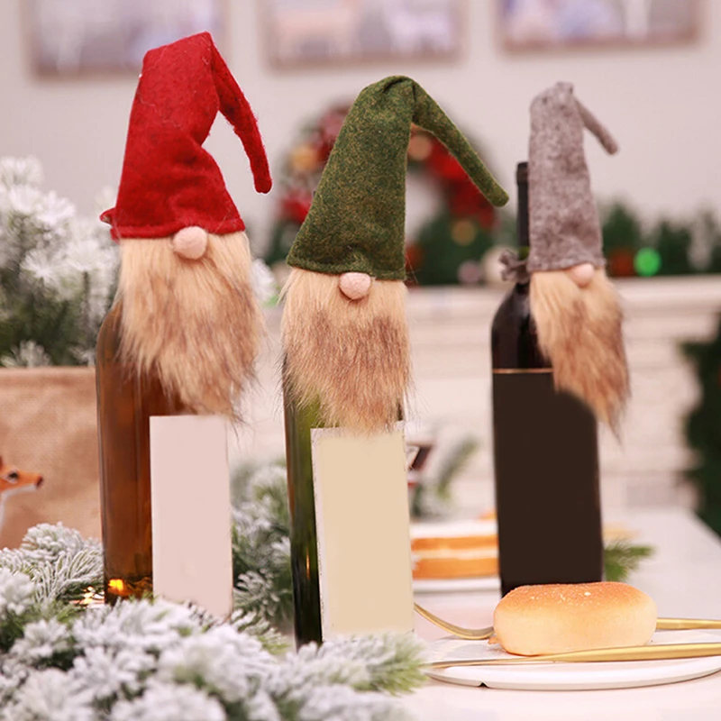 Beard Brown Hat Christmas Decorations Faceless Old Man Doll Wine Bottle