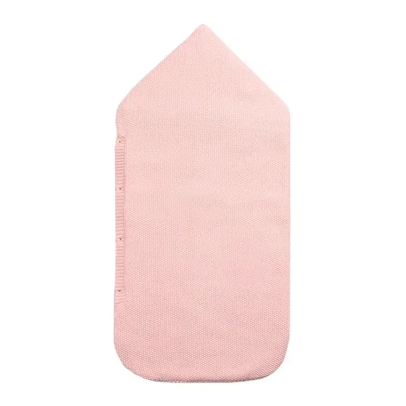 Спальный конверт для малышей Мягкий сплошного цвета с кнопками с капюшоном одеяло Милая теплая вязаная пеленка обертывание спальный мешок