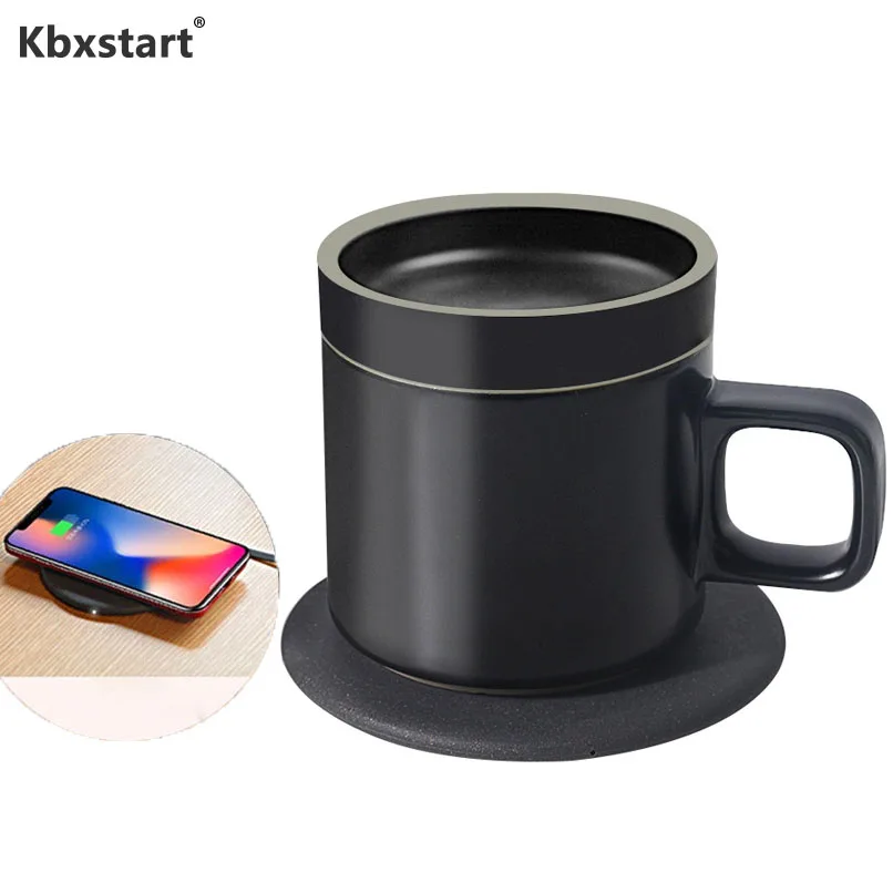 

Kbxstart 55 Celsius Thermos Coffee Heating Cup with Wireless Charging Base Intelligent Thermostat Cup Milk Tea Heater Jug