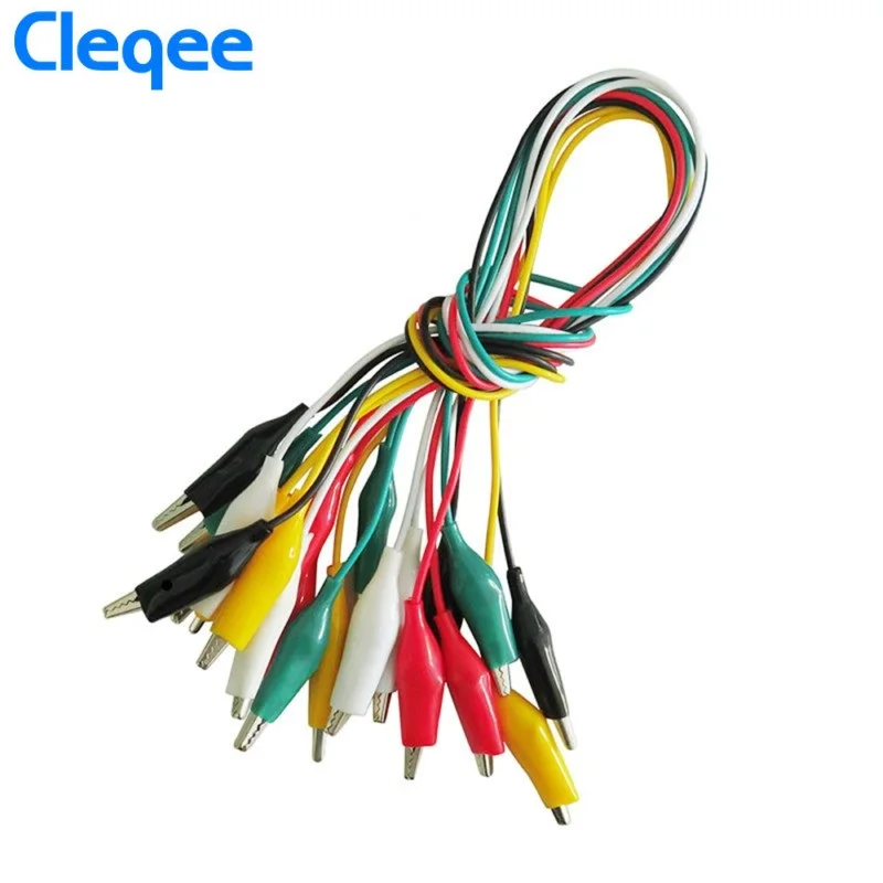 Cleqee P1025 10pcs Alligator Clips Electrical DIY Test Leads Alligator Double-ended Crocodile Clips Roach Clip Test Jumper Wire dc male female jack connector alligator clips crocodile wire 12v power cable to 2 alligator clip connected voltage 5 5 2 1mm u27