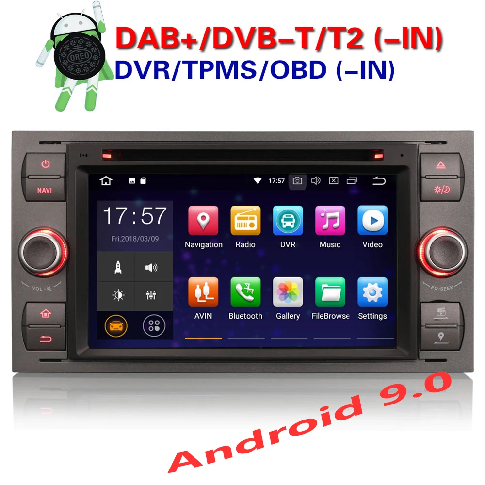

Erisin ES4866F 7" Auto Radio Android 9.0 Quad core 2G RAM PX30 car dvd player Car GPS for Ford Kuga Fiesta