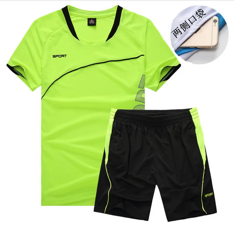 

M~7XL Men's Summer Short Sleeve Dry T-shirt Running Sports Leisure Suit for Men