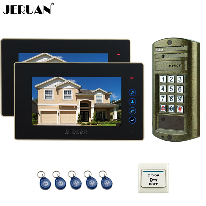 

HOME 7 inch Color LCD Video Door Phone Speaker Intercom System kit NEW Metal Waterproof Access password HD Mini Camera 1V2