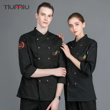

Unisex Long Sleeve Chef Coat Double Breasted Chef Cooking Workwear Kitchen Uniforms Restaurant Cozinha Waiter Coat Overalls