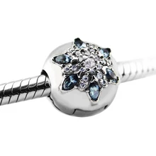 Подходит для браслетов Pandora кристаллизованные снежинки-подвески с разноцветный кристалл стерлингового серебра бусины